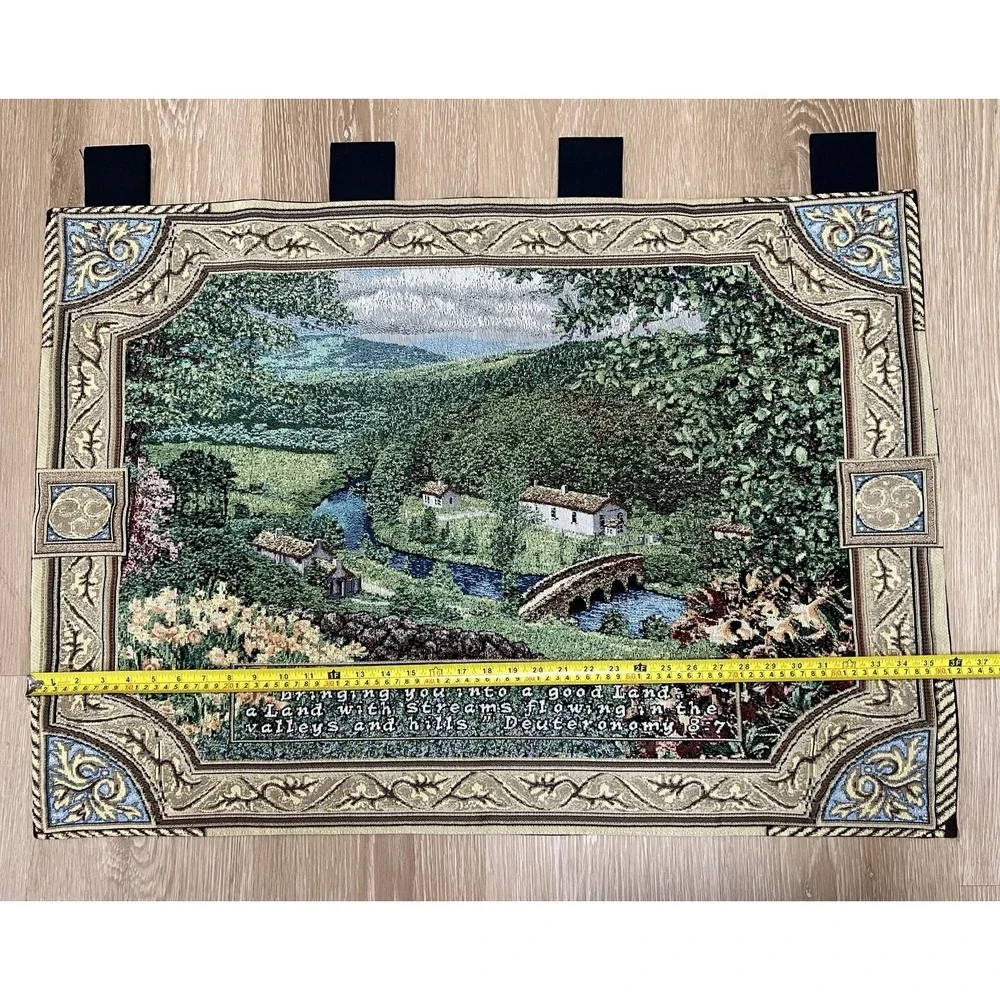 Ireland Countryside Tapestry Wall Hanging Deuteronomy 8:7 Bible Verse 36x25